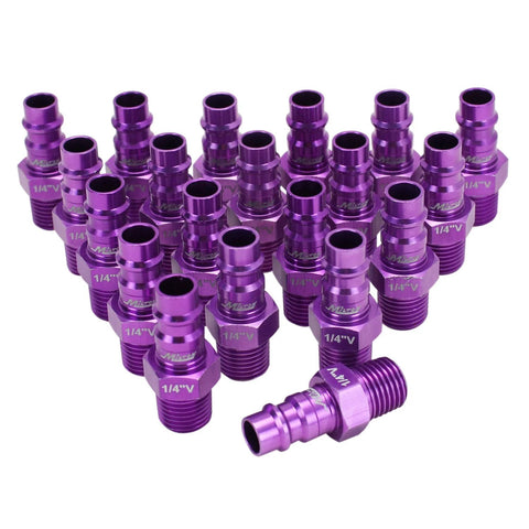Milton ColorFit HighFlowPRO V-style purple 1/4 in NPT male plugs, box of 20.