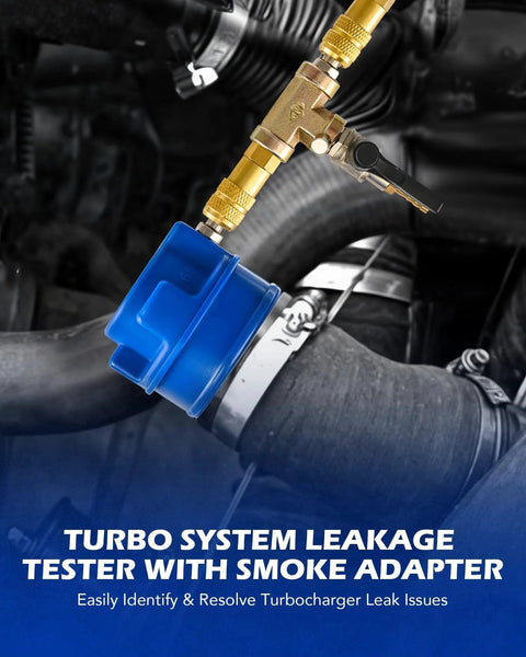 Turbo Boost Leak Tester Kit With Smoke Adapter And 6 Pairs Of Stepped Adapters 1.2 To 3.5 Inches for turbo system leak testing
