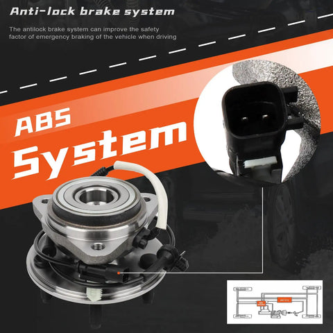 Front Wheel Bearing And Hub Assembly Fits Ford Ranger 2009 2011 And Mazda B4000 2003 2010 4WD 5 Lugs With ABS shown with wiring and ABS system features