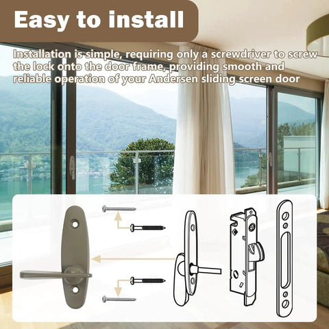Installation diagram for Thumb Latch Replacement Sliding Door Lock for Patio Doors Fits Narroline Gliding Perma Shield Gliding.
