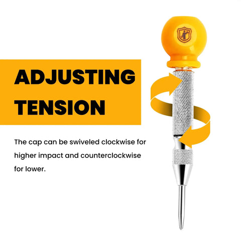 Spring Loaded Center Punch Marker For Wood Metal Plastic With Palm Cushion Cap 5 Inch Automatic Scriber Tool in adjusting mode