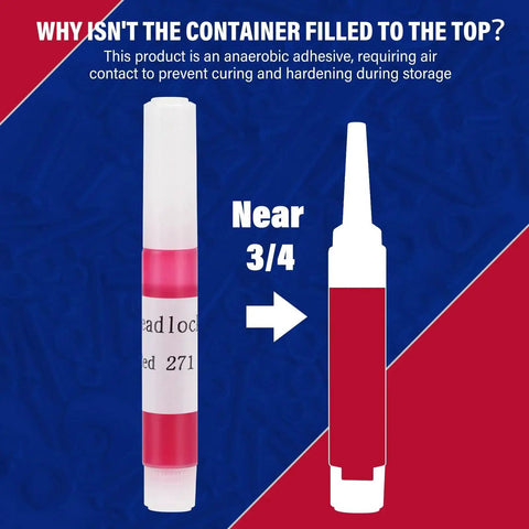 Red Thread Locker 271 High Strength 2ml Tube Pack Of 50 For Nuts Bolts And Fasteners Lock Tight Adhesion in semi-filled tube