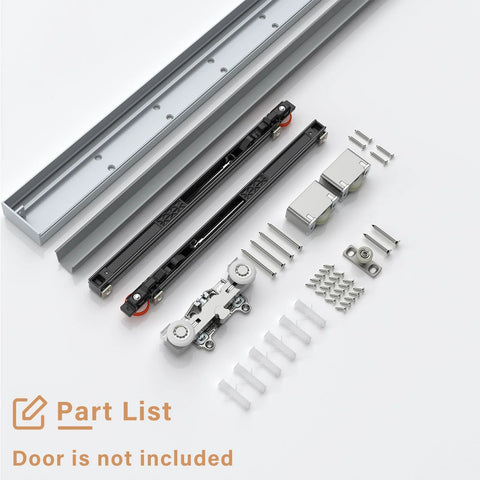36 Inch Concealed Sliding Barn Door Hardware Kit With Soft Close Aluminum Track Invisible Floor Guide Wall Mount System components
