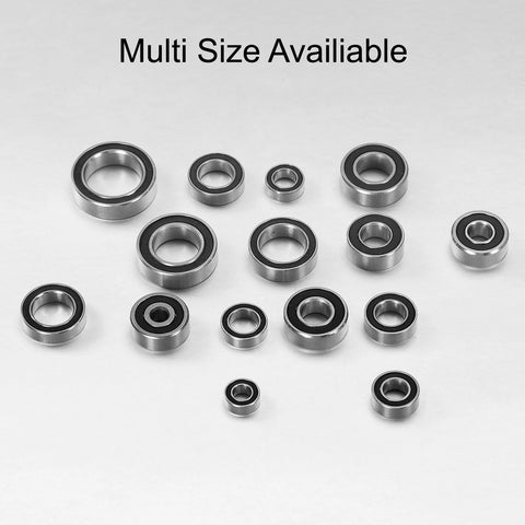 Hybrid ceramic deep-groove ball bearing set, 15x26x7mm, steel rings with black seals, multiple sizes.