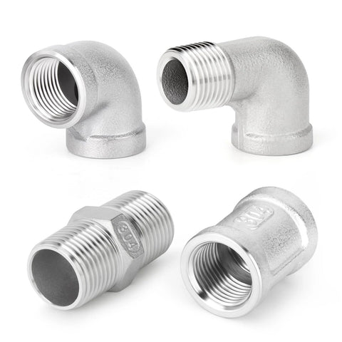 TAISHER 304 stainless steel 90-degree elbow pipe fittings, 3/8" NPT, set of four