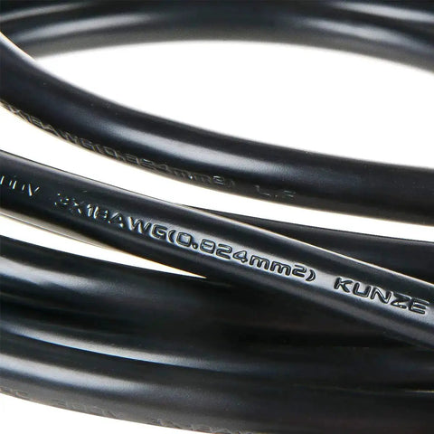 Close-up of Beefy 6 Foot 18 AWG 3 Prong Power Cord For Appliances, showing black SJT cable with marked specifications.