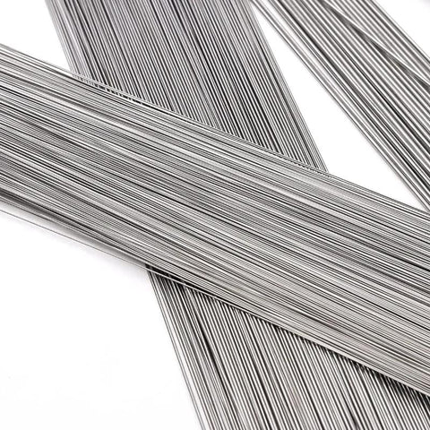 Stainless steel stiff spring wire, straight 40 cm pieces, silver, 25 pcs set