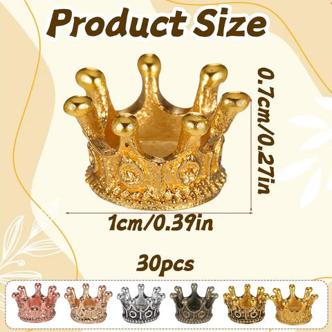 Gold crown charm with 30 Pieces Mini Crown Charms Set For Crafters Mixed Color Vintage 3D Alloy King Crowns Beads Large Hole Spacer Beads