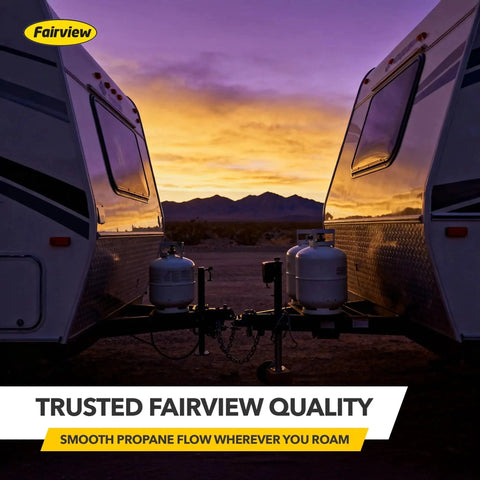 RV propane setup with Uninterrupted RV Propane Regulator With Automatic Dual Tank Changeover at sunset, Fairview GR 9984