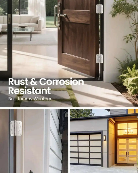 4 Inch Door Hinges 3 Pack Brushed Nickel Satin Finish Five Eighth Inch Radius Corners Heavy Duty 4x4 Interior Hinges in use on residential door