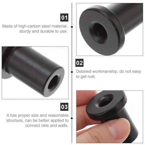 Close-up of 5 Pack Sliding Barn Door Track Spacers Hardware Kit For Wall Mounting Support, showing black steel material and finish.