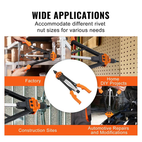 Rivet Nut Tool Kit 16 Inch With 13 Metric And SAE Mandrels, 186 Pcs Rivet Nuts in factory, DIY, and construction use