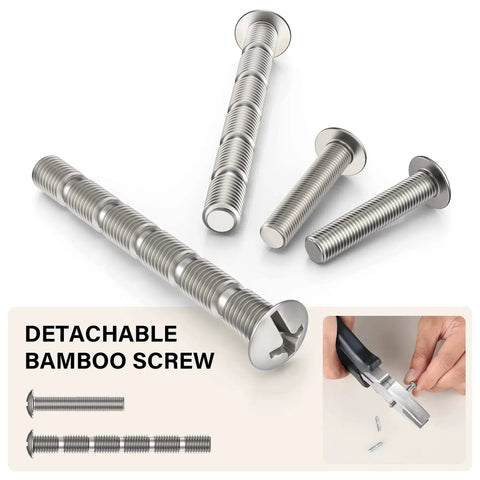 Stainless steel screws with detachable bamboo feature for 30 Pack Matte Black Cabinet Handles 5 Inch Length With 3 Inch Hole Center Stainless Steel Drawer Pulls.