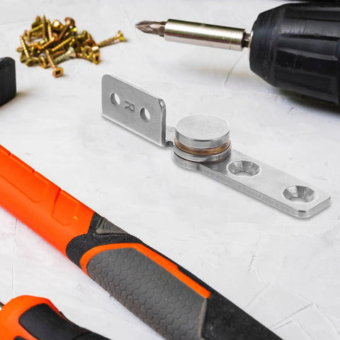 Friction Damping Cabinet Hinges 2 Pack 304 Stainless Steel With 2.0 Nm Torque next to screwdriver and screws on white surface