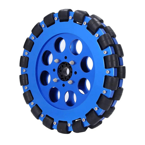 Omnidirectional Eight Inch Wheel With Aluminum Alloy Hub And Silicone Rollers For Robot DIY Projects Dual Ball Bearings High Load Capacity