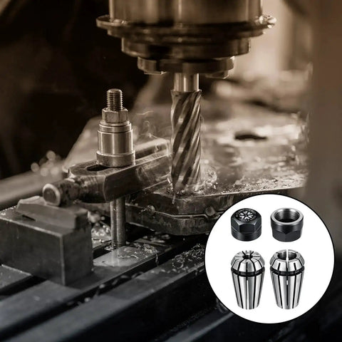 CNC milling machine with ER11 Collet Set High Precision CNC Engraving Milling Lathe Tools Included 1/8 Inch Chuck 1/4 Inch Chuck with clamping nut.