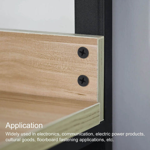 Size Eight By One And Three Sixteenth Inch Wood Screws Phillips Flat Head Self Tapping Carbon Steel Gray installed in cabinetry