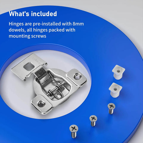 10 Pack 7 Sixteenth Inch Overlay Cabinet Hinges Not Soft Close Adjustable Stainless Steel With Screws Included Display