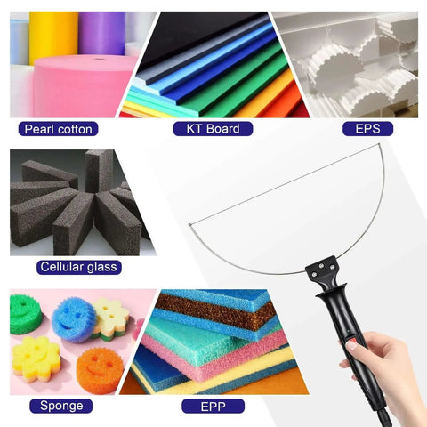 3 In 1 Foam Cutter For DIY Projects For Buffs With 18W Hot Knife And 100 240V Power Adapter Styrofoam Engraving Tool With 12cm And 7cm Wand Styles 18cm Bow Blade 10m Wire Cutter Holder By GOCHANGE For Small Craft Carving cutting Pearl cotton KT Board EPS Cellular glass Sponge and EPP
