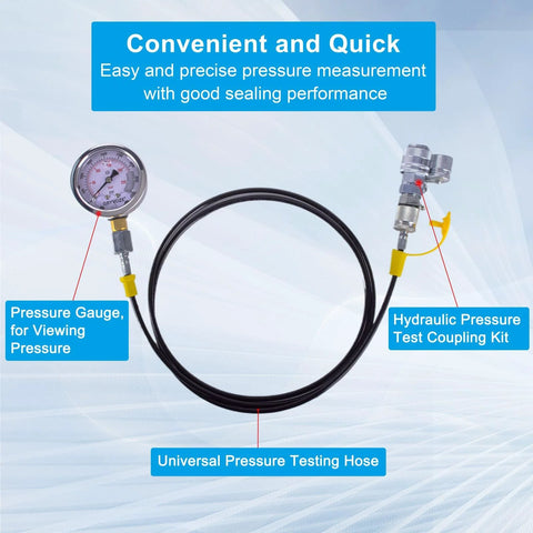 GRYVOZE hydraulic pressure test coupling kit with gauge and universal testing hose