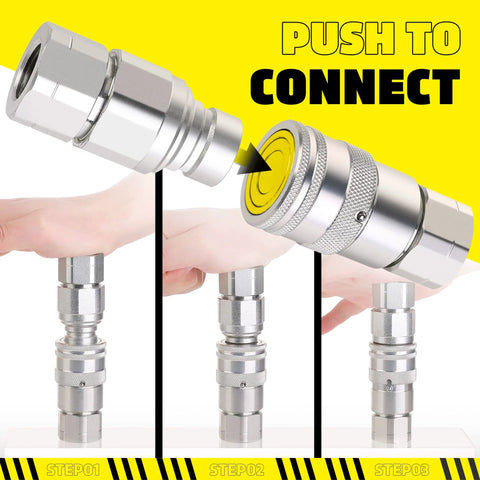 ANCIMOON 1/2'' NPT skid steer hydraulic quick-connect couplers with Bobcat flat-face ends and dust covers