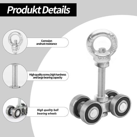 Four Wheel Trolley Assembly Rollers For One And Five Eighths Inch Wide Strut Channel With Silent Strut Operation, steel, side view