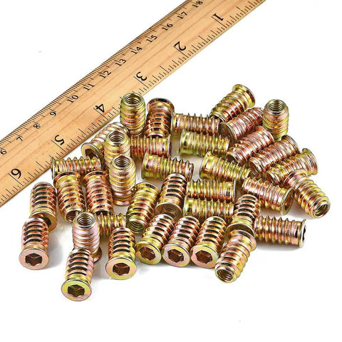 One Quarter Inch Twenty Threaded Wood Inserts Kit For Furniture Repair 80 Piece Bundle Includes Drill Bit And Hex Wrench displayed