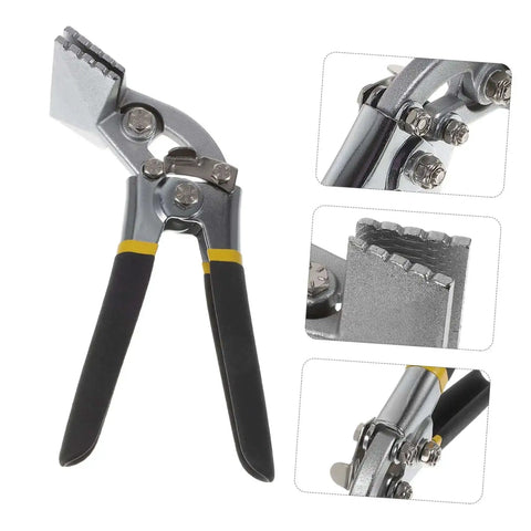 Manual Metal Bender Tool with Straight Jaw, hand seamer for bending, flattening, and seaming metal in tight spaces, close-up view