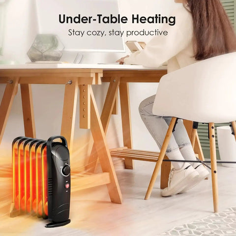 Efficient 700W Oil Filled Radiator Heater For Indoor Use With Adjustable Thermostat And Two Heat Settings Ultra Quiet Overheat Protection Small Space Heater For Bedroom Office Desk Black From Air Choice under a desk