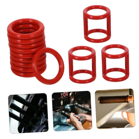13 Piece Silicone Seal Replacement Gaskets for Ice Cream Makers, red silicone rings and valves for leak-free sealing.
