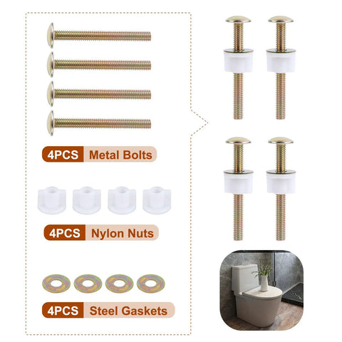 4 Pack Toilet Seat Bolts With Nuts And Washers For Quick Fix No Wiggle Replacement Fasteners Fits Kohler And Toto Toilet Seats By Syocsek Durable Steel Screws Set