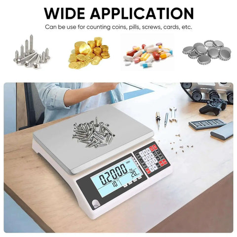High Precision 30kg Digital Counting Scale with RS232 Port displaying bolt count on desk