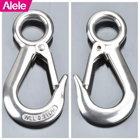 304 Stainless Steel Grab And Slip Hook Rigging Accessory With Spring Loaded Latch, Heavy Duty Lifting Hook Rated Up To 440 Lbs 200 Kg