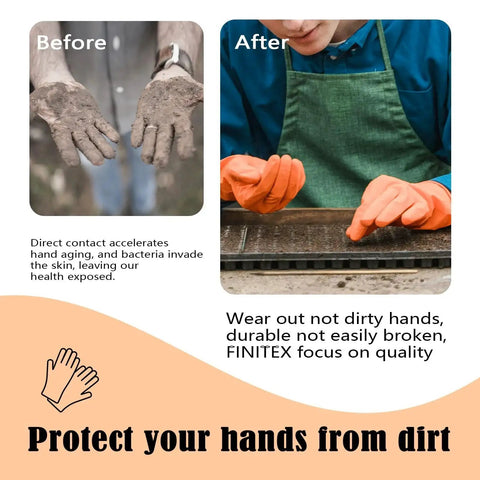 "Before and after: Hands protected by Nitrile Disposable Gloves Orange 3.5mil Medium 100 Count Powder Free Exam"