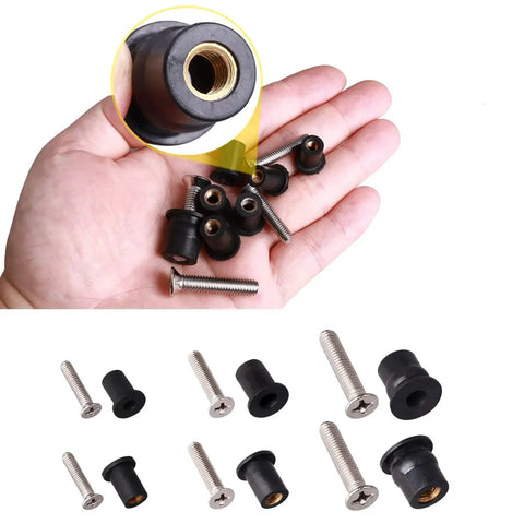 36 Pairs M4 M5 M6 Neoprene Well Nuts With Stainless Steel Screws Kit For Kayak Boat Marine Windscreens And Motorcycles