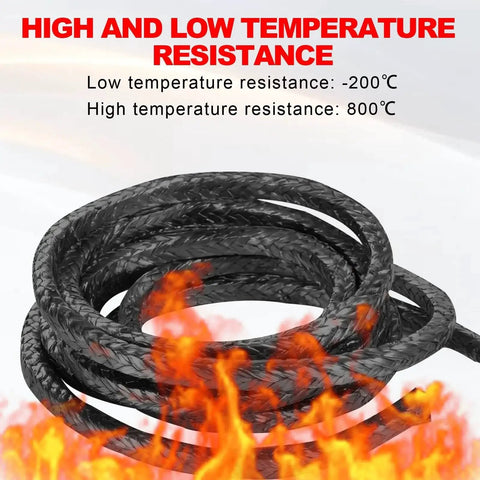 Flexible Graphite Braided Compression Packing Ten Feet Long One Eighth Inch By One Eighth Inch For Pumps And Valves, high and low temp resistant