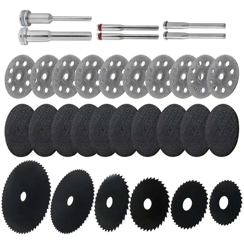 Go To Rotary Tool Cutting Discs Kit With Three Different Saw Blades For Wood Metal Plastic Glass And Stone Upgraded Cutting Wheel Set