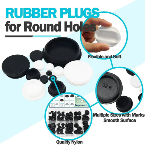 Assorted 100 Pack Silicone Hole Plugs Set White Frosted Surface includes sizes 4mm to 13mm for round holes, ideal for multiple projects.