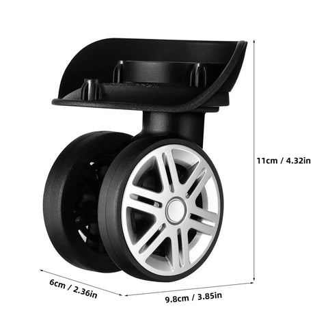 Universal 2 Pairs Luggage Wheels Replacement Kit for Suitcases and Travel Trunks, detailed view of double row caster wheel with dimensions.