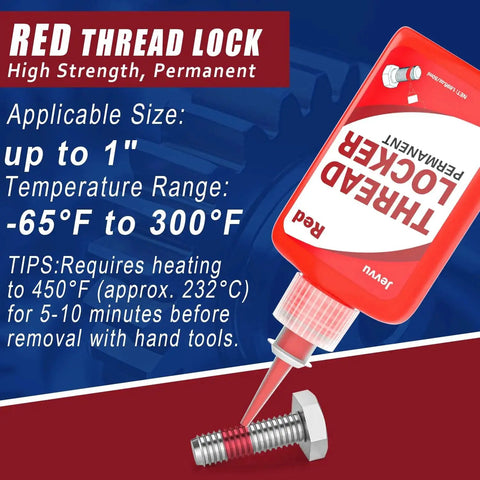 Blue And Red Thread Locker Kit 50ml Each Two Pack For Nuts Bolts And Fasteners Heavy Duty Medium And High Strength Lock Tight Against Loosening And Leakage Ideal For Automotive Industrial Machinery And General Repairs red thread locker bottle with applicator and bolt