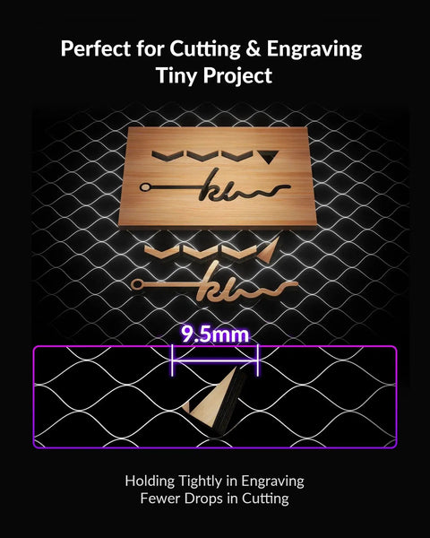 Honeycomb Laser Bed Accessory For WeCreat Vision Pro Laser Engraver And Cutter Machine Aluminum Panel 21.34 X 14.72 X 0.67 Inches For Heat Dissipation And Cleaner Cutting Of Tiny Projects Easy To Install No Tools Needed showing layering for precise cuts.