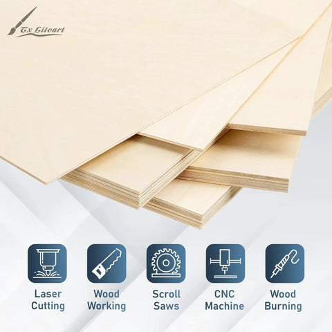 Premium Baltic Birch Plywood Sheets For Laser Cutting And DIY Crafts One Eighth Inch Thick 11.8 By 20 Inches 20 Pack