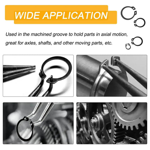 320Pcs External Snap Rings Kit 4mm To 28mm Alloy Steel C Clips 15 Sizes Heavy Duty Retaining Ring Assortment in use