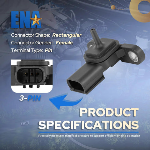 MAP sensor ENA, 3-pin rectangular female connector, automotive part by Amazon