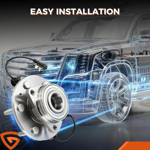 4WD Front Wheel Bearing And Hub Assembly With ABS For Silverado 1500 Tahoe Suburban Sierra Yukon XL Escalade And Escalade ESV Six Lug Compatibility 2014 To 2020 with SUV blueprint background