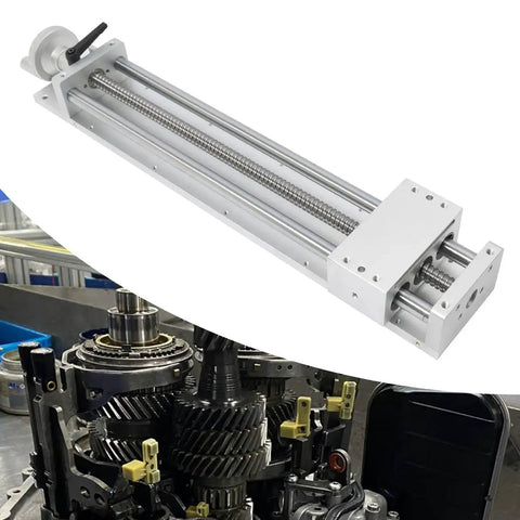 Manual Sliding Table CNC Slide With 400mm Travel Ball Screw Linear Stage For DIY Routers And Lathes, installed in machine tool.