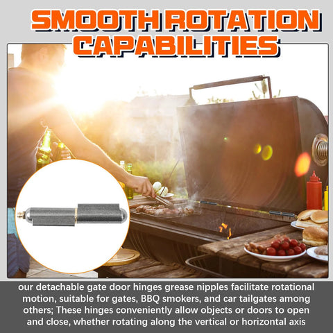 Front view of a 4-inch weld-on bullet hinge for BBQ smoker grill, carbon steel, heavy-duty