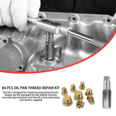 Oil Pan Drain Plug Thread Repair Kit With M13 M15 M17 M20 M22 Taps, Copper And Aluminum Washers And Sump Plugs, 84 Piece Set