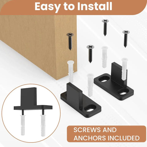 8 Pack Black Pocket Door Floor Guides Set For Bypass And Pocket Doors Durable POM Plastic Bottom Track With Screws Adjustable Spacing