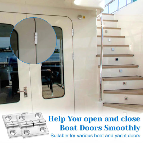 Lemecima 6-pack marine grade 316 stainless boat door hinges; 2x2 in or 1-1/2x1-1/2 in heavy-duty.